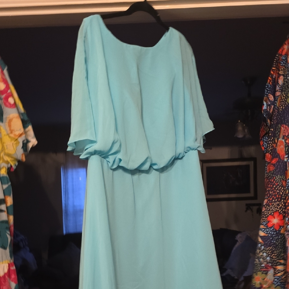 Chic Aqua Long Sleeve Dress